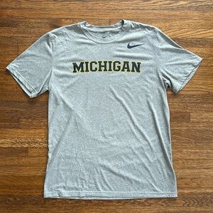 Nike Gray Michigan Short Sleeve Cotton Dri-Fit T-Shirt